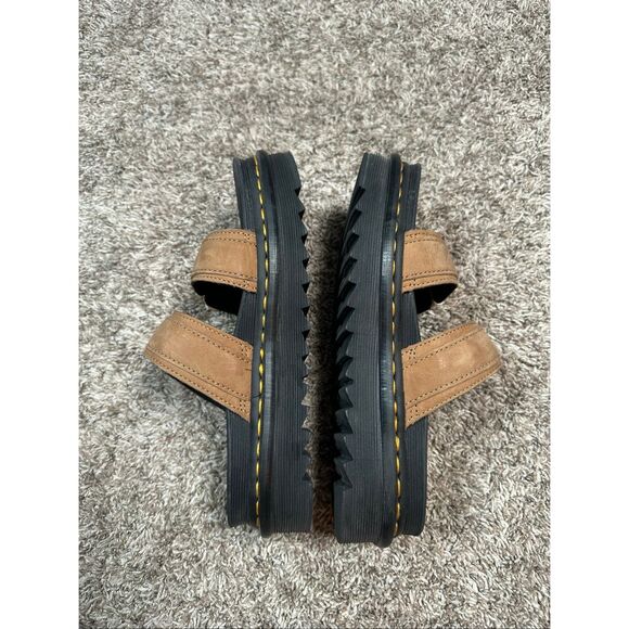 Dr. Martens Myles Platform Slide Sandal Tan Nubuck Slip on Shoes Women’s Size 7 - Picture 10 of 11